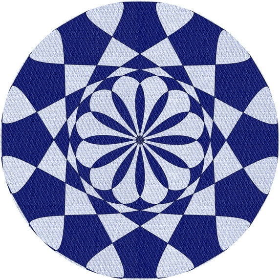Ahgly Company Machine Washable Indoor Round Transitional Cobalt Blue Area Rugs, 5' Round