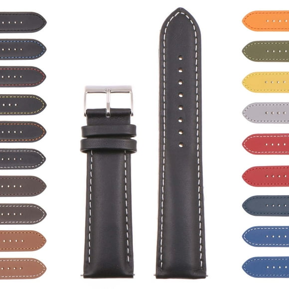 StrapsCo Classic Men's Leather Watch Band - Quick Release Strap - 16mm 18mm 20mm 22mm 24mm