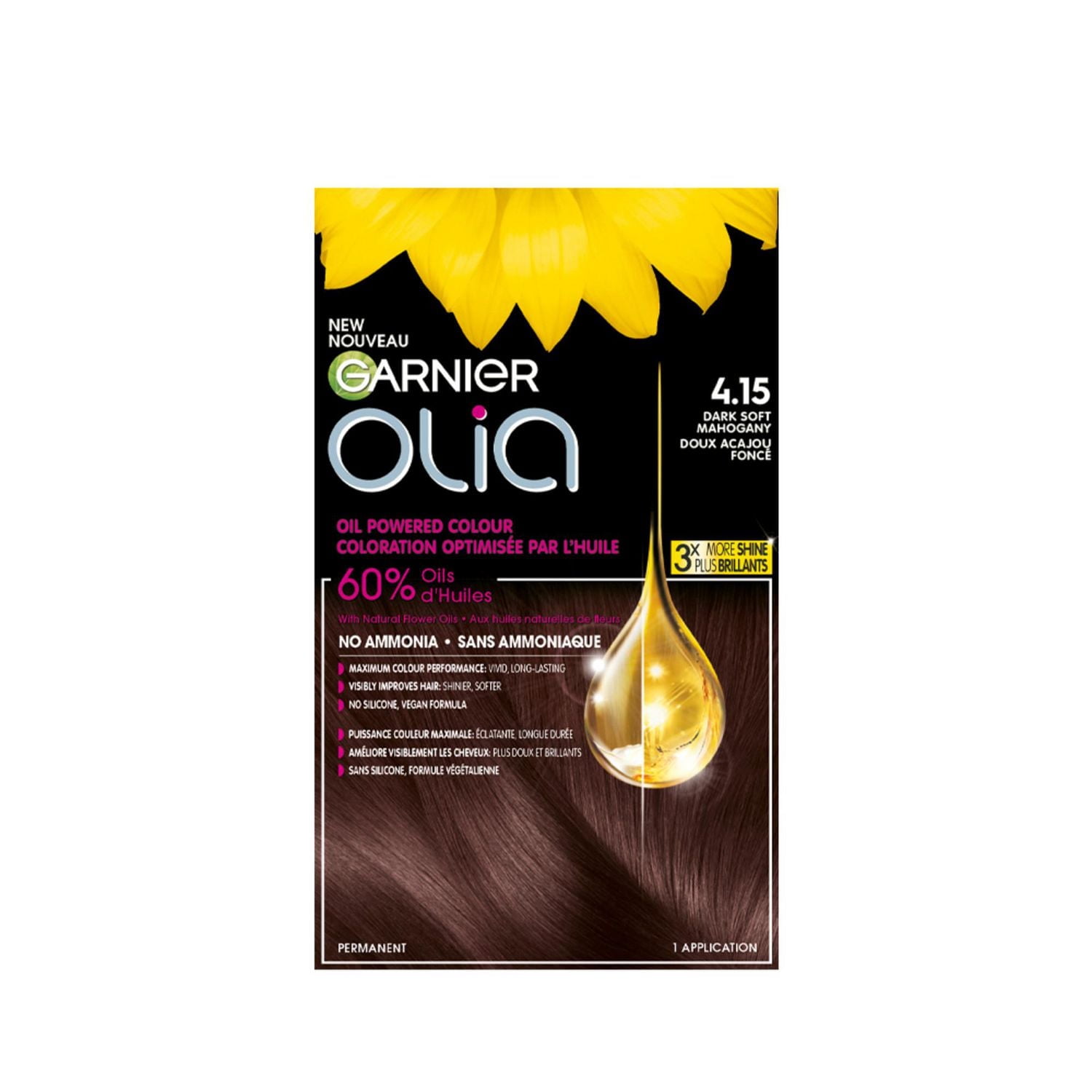 Coloration permanente optimisée par l'huile pour les cheveux sans ammoniaque Olia de Garnier, 1 unité 1 unité