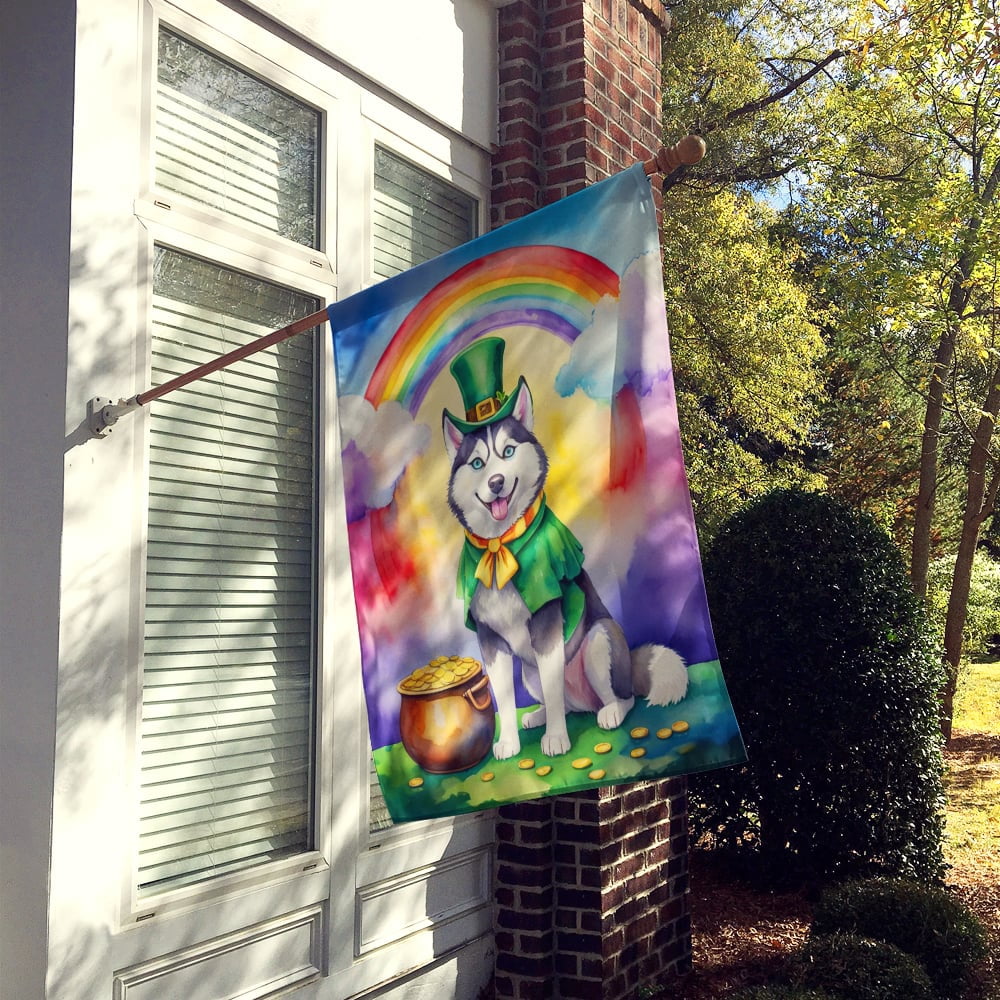 Siberian Husky St Patrick's Day House Flag 28 in x 40 in