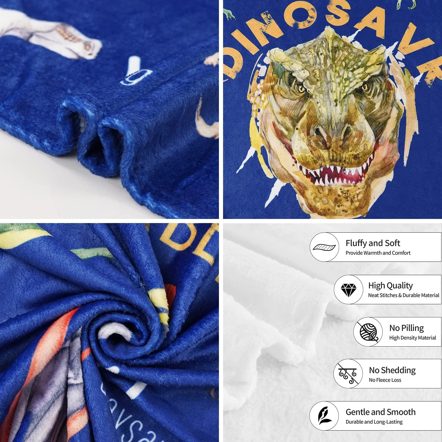 Kids Dinosaur Alphabet Blanket for Boys Dino Blanket Birthday Christmas Dinosaur Gifts for Boys, 50x60 Inch