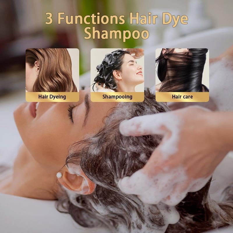 AngeRose Hair Color Shampoo Chestnut Brown - 30 Mins No Bleach hair dye, Covers Gray
