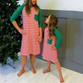 thumbnail image 2 of ITFABS Tenue Familiale Robe à Manches Longues, Robe Décontractée à Rayures pour Mère et Fille, 2 of 3