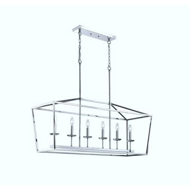 Emliviar 6 Light Kitchen Island Light Modern Linear Pendant Lighting Chrome Walmart Com Walmart Com