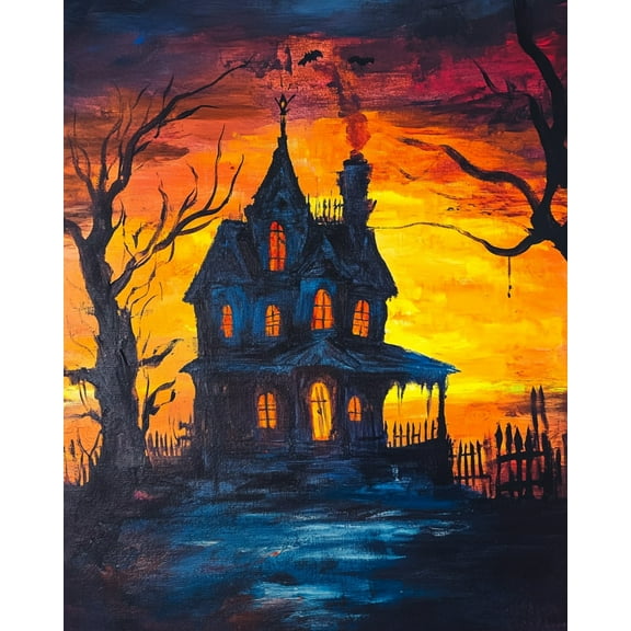 Paint by Numbers for Adults - Moonlight Castle Woods - Acrylic Easy Paint by Numbers for Adults Beginner DIY Painting by Numbers for Gift Home Wall Decor 16”W x 20”L