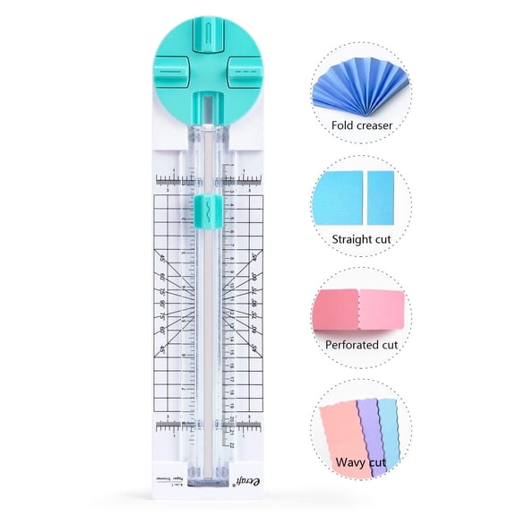 Paper Trimmer Craft Paper Cutter, 4 Style Multi-Function Scrapbooking Tool with Dial Blades of Straight,Wave,Dotted,Perforated,Creasing for Cutting Paper,Coupons,Photos,Postcards,Scrapbook,Card