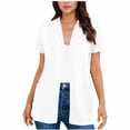 thumbnail image 5 of qolati Womens Short Sleeve Cardigan Spring Summer Fashion Top Casual Dressy Loose Lightweight Work Office Duster Cardigans with Pockets White XXL, 5 of 8