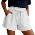 thumbnail image 2 of Gamivast Linen Shorts for Women Loose Fit High Waisted Drawstring Shorts Paperbag Waist Breathable Front Pocket Design for Beach Town Strolls Weekends Away and Summer Lounging, 2 of 5