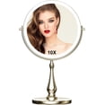 thumbnail image 1 of WIZCHARK 9 "Large Light Makeup Mirror, 1x / 10x True HD Magnifying Mirror, 3-Color Light dimmable, 2 Rechargeable Makeup Mirrors 360° Rotation, Standing Desk Makeup Mirror, Brush Nickel, 1 of 7