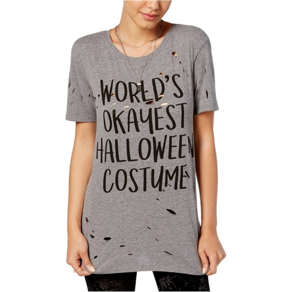Mighty Fine Womens Worlds Okayest Graphic T-Shirt, Grey, Juniors, Small
