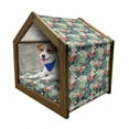 thumbnail image 1 of Leaf Pet House, Summer Beach Holiday Themed Hibiscus Plumeria Crepe Ginger Flowers, Outdoor & Indoor Portable Dog Kennel with Pillow and Cover, 5 Sizes, Dark Green Green, by Ambesonne, 1 of 5