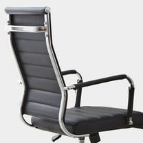 Livinia High Back Chrome Executive Swivel Office Desk Chair with Ribbed Leather Back (Black)