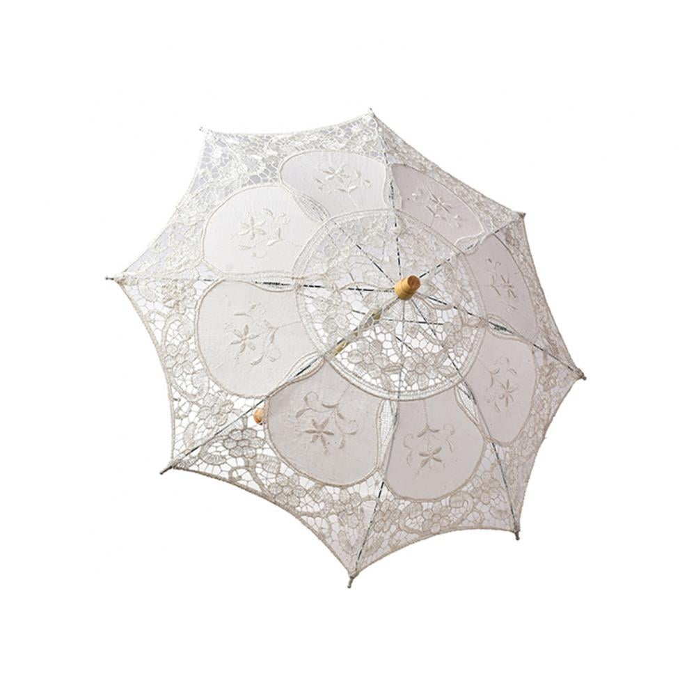 Art Decor Lace Parasol Umbrella White Ivory Photography Prop For Bride Kids 
