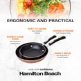 thumbnail image 7 of Hamilton Beach Aluminum Fry Pan 2pc Set 9 & 11 Inch with Riveted Fixed Handle, Nonstick Coating & T Box Packing, Ideal for Searing Sautéing, Easy to Clean & Heat Resistance (Black & Copper), 7 of 7
