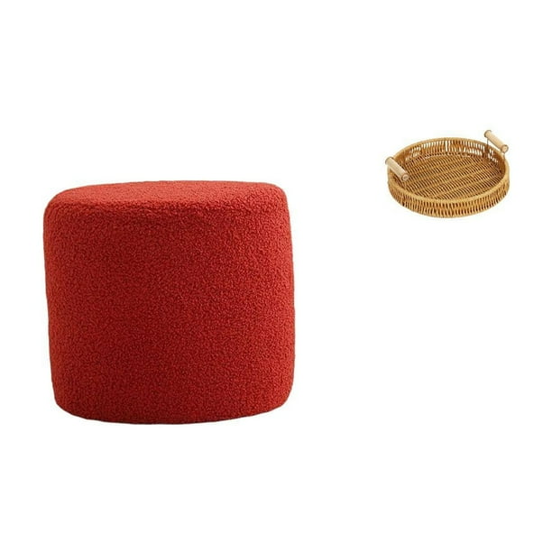 Reposapiés Otomano Redondo, Banco, Silla, Pequeño Sofá Cilíndrico, Taburete De Té Para Oficina, Dormitorio, Guardería, Apartamento, Cestas De Frutas Tejidas, Cuenco Para Aperitivos, Plato