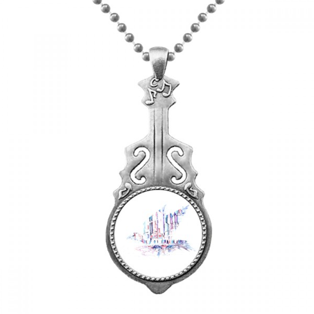 Crowd Cars Skyscraper Watercolor Pendant Jewelry Music Guitar Torque Hangtag