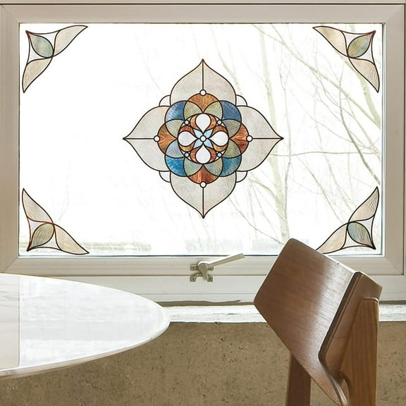 Artscape Venice Amber Accent 12" x 12" Window Film with Stained Glass Design