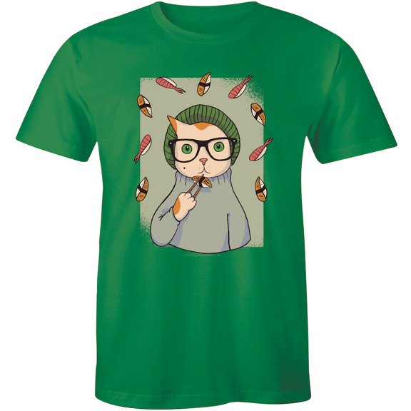 Hungry Cat Eating Fish For Animal Lover Men's Animal T-Shirt