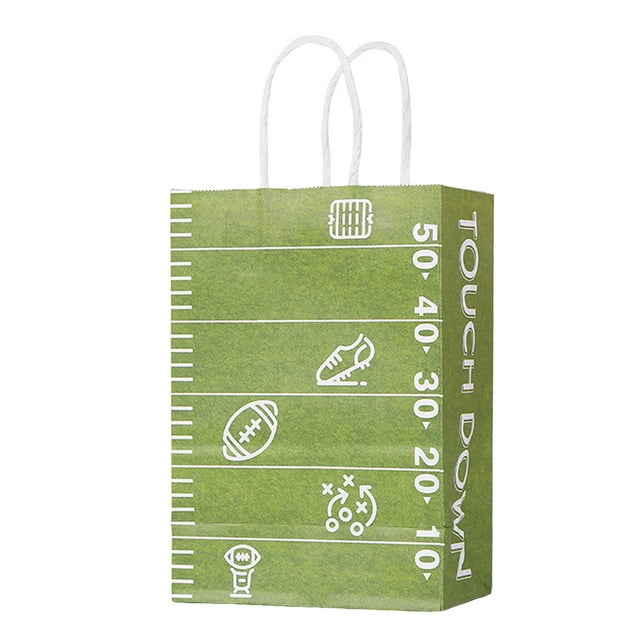Face & Storage Bags - National Football Party Bags 9 Pack Kraft Paper Goodie Bags with Handles Birthday Celebration Supplies Rugby/Candy/Popcorn Style 9 Count