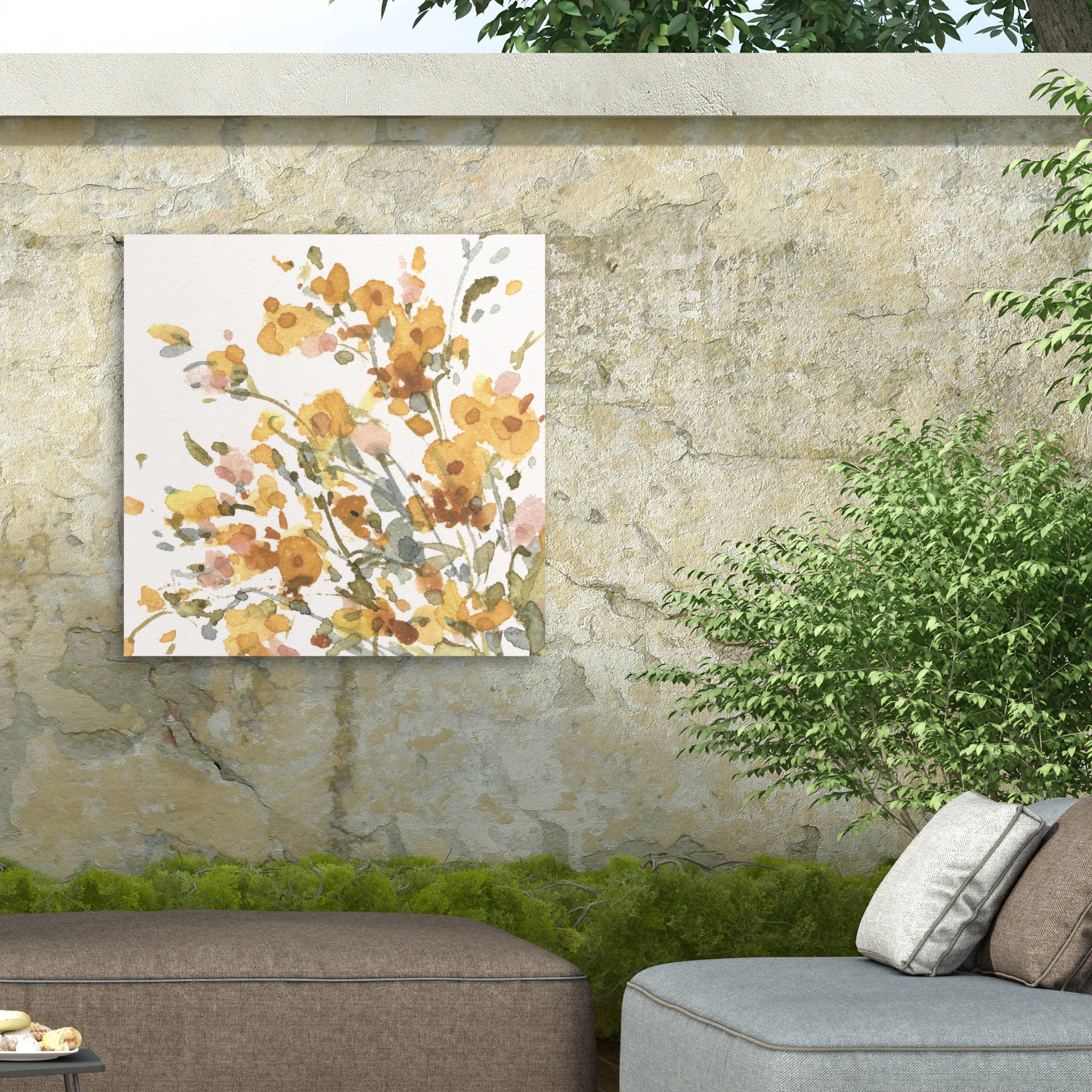 Lisa Audit 'Happy Yellow 09' Outdoor Canvas 18x18