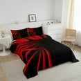 thumbnail image 3 of Erosebridal Abstract Ombre Bedding King Comforter Set, Retro Geometry Striped Down Comforter, Black Red, Reversible 3 Pieces, 3 of 7
