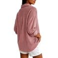 thumbnail image 5 of Qivvo Oversized Striped Button down Shirts for Women Classic Long Sleeve Collared Blouses Office Work Tops Outfit(Red,X-Large), 5 of 7