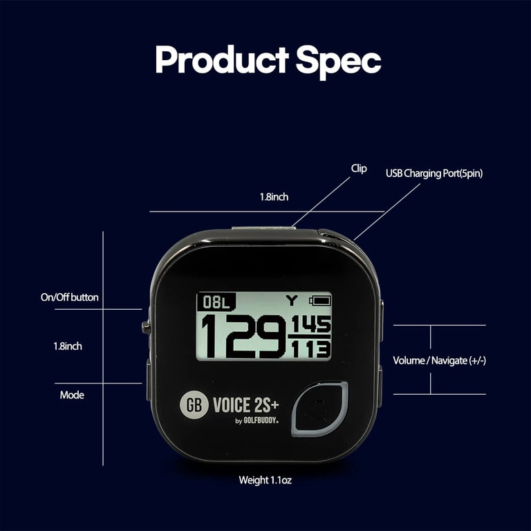 GolfBuddy Voice 2S+, Talking Golf GPS Rangefinder, 40,000 Courses