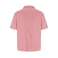 thumbnail image 4 of ZCFZJW Mens Beach Hawaiian Shirt Short Sleeve Solid Color Button Down Shirts Casual Cuban Collared Summer Vacation Tropical Shirts Pink XXXL, 4 of 5