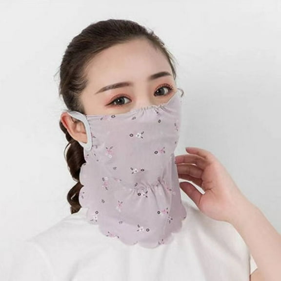 New High Quality Flower Pattern Nylon Breathable Sunscreen Veil Ice Silk Mask Face Gini Mask Sunscreen Mask GREY