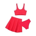 thumbnail image 2 of YONGHS Girls 3 Piece Bikini Bathing Suit Swimsuit Swimwear Cropped Tankini with Swim Skirts Hot Pink 10Y/150, 2 of 7