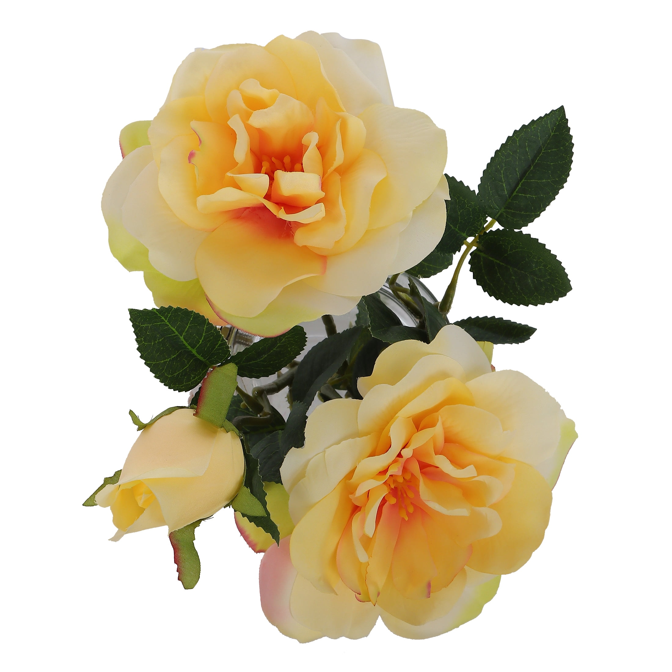 Mainstays 12" Yellow Camelia in Clear Glass Jar - Everyday / Greenery / Artificial Flowers