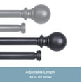 thumbnail image 4 of Kenney Wakefield Standard Steel Decorative Window Double Curtain Rod, 66-120" Adjustable Length, 5/8" Dia., Black, 4 of 5