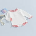thumbnail image 3 of OUSITAID Newborn Baby Girl Romper Long Sleeve Ruffle Collar Jumpsuit Waffle Bodysuit Fall Clothes, 3 of 7