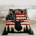 thumbnail image 2 of Homewish Safari Deer Silhouette Bedding Comforter Set,American Flage Pattern Twin Comforter Sets,Red Beige Black Bedding Set For Boys Teens,Super Cozy Room Decor Reversible,2 Pieces, 2 of 8