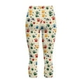 thumbnail image 5 of SCRAWLGOD Paws Spot Heart Beige Women's Capri Yoga Pants with Pockets High Waisted Legging, Casual Breathable Yoga Leggings with Tummy Control for Workout Running Gym, XS, 5 of 7
