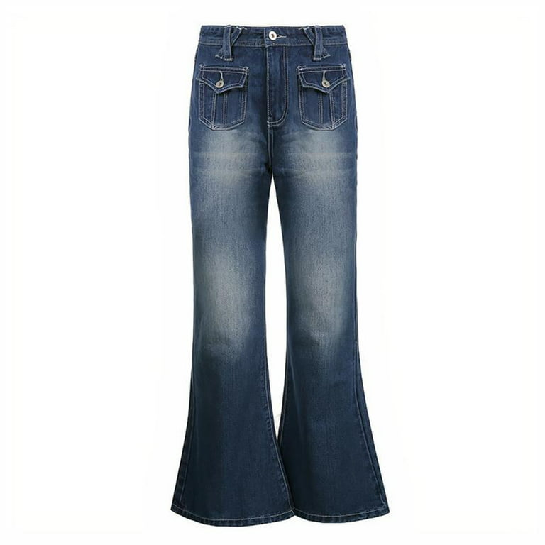 SUNSIOM Womens Flare Jeans High Waisted Wide Leg Star Patterns Straight Leg  Denim Pants Baggy Jean Streetwear (C Blue, S) at  Women's Jeans store
