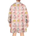 thumbnail image 2 of Wearable Oversized Blanket,Pink Checkered Cow Pattern Wearable Blanket Hoodie for Adults,Cozy Hooded Blankets with Super Pockets,Super Warm Fuzzy Pullover for Women & Men, 2 of 6