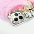 thumbnail image 2 of Compatible with iPhone 15 Pro Max Plush Furry Case with Luxury Bling Diamond Rhinestones Cute 3D Fox Head Women Girls Winter Warm Shockproof Protective Cover, Pink, 2 of 13