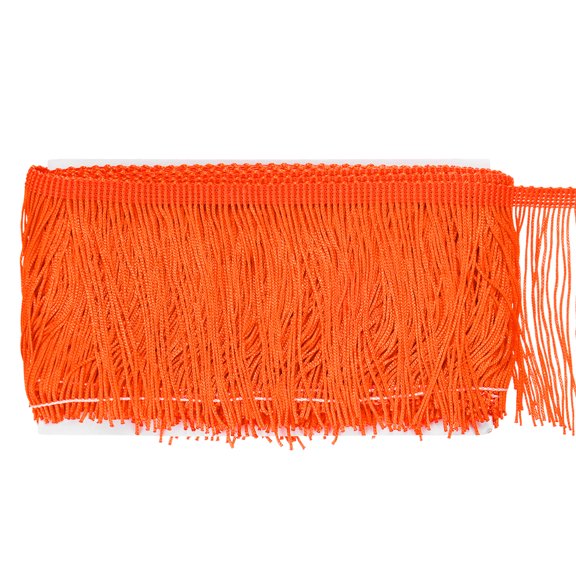 Uxcell Chainette Fringe Trim, 5 Yards of 4" Polyester Braid Tassel Trim for DIY Crafts/Lamp Shade Decoration/Sewing Fringe Thread Yarn [Fluorescent Orange Red]