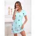 thumbnail image 4 of PinkBeautiM Womens Nightgown Lace Trim Short Sleeve Nightshirt Sexy Sleepshirt Printed Sleep Dress with Pocket, 4 of 7