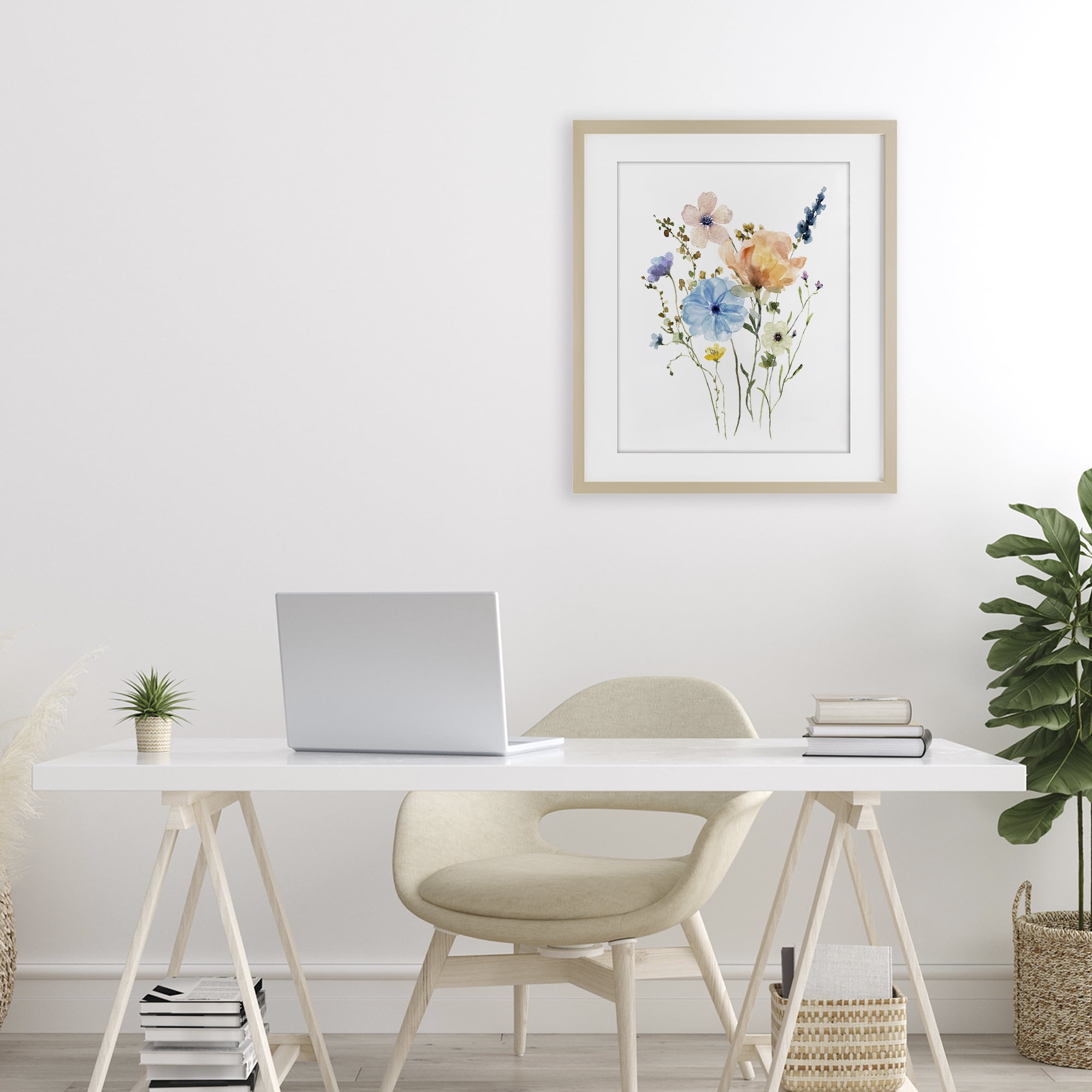 Stupell Industries Wildflower Sprig Bundle Birch Framed Print Under Glass, design by Livi Finn