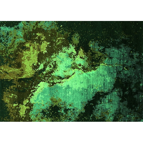 Ahgly Company Indoor Rectangle Oriental Green Industrial Area Rugs, 4' x 6'