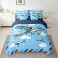 thumbnail image 2 of Homewish Cartoon Aircraft Airplane 7-Piece Twin Bedding Sets,Watercolor Graffiti Bedding Comforter Set,Geometric Striped Lines Sheet Sets For Boys Kids,Breathable Home Decor Reversible, 2 of 8