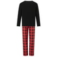 thumbnail image 4 of Pijamas navideños familiares a juego, camiseta de manga larga con estampado de árbol y pantalones a cuadros. Ropa de dormir para estar en casa., 4 of 10