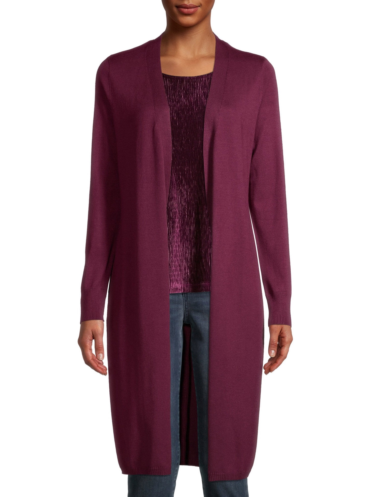 walmart time and tru double knit cardigan