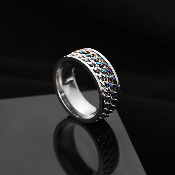 Nuevo anillo de pareja giratorio de acero inoxidable genial, cadena giratoria de alta calidad, anillos giratorios para mujer, hombre, joyería Punk, regalo de fiesta Dengxun unisex