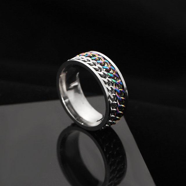 Nuevo anillo de pareja giratorio de acero inoxidable genial, cadena giratoria de alta calidad, anillos giratorios para mujer, hombre, joyería Punk, regalo de fiesta Dengxun unisex