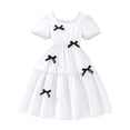 thumbnail image 1 of FAOWME Robe à Manches Courtes pour Filles Tout-Petits Robe de Danse Fête Col Rond Robe d'Été Blanche 10-11 Ans, 1 of 7