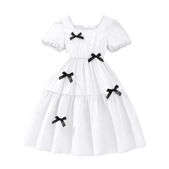 Toddler Girl Dress Short Sleeve Prints Dress Dance Party Dresses Clothes Casual Dresses,Size 7 Years-8 Years