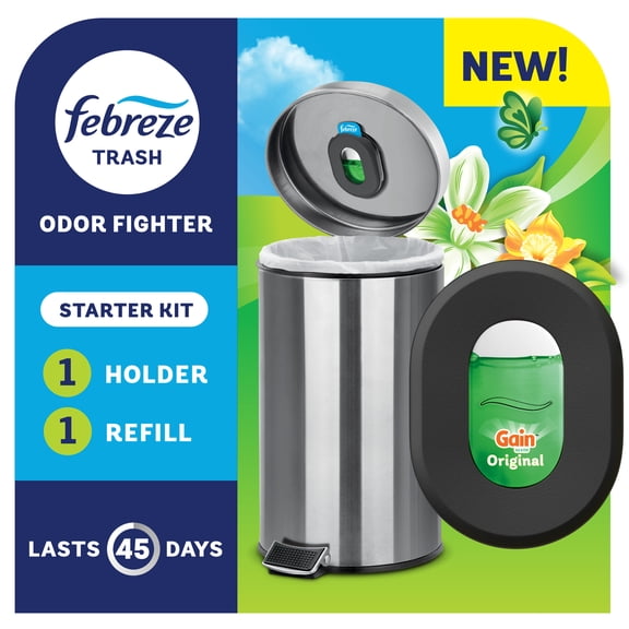 Febreze Trash Odor Fighter, Gain Original Scent, 1 Holder 1 Refill